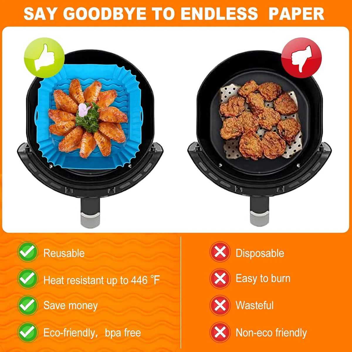Air Fryer Silicone Liners Pot, - Air Fryer Silicone Pot Liner ulasan dan harga